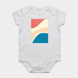 Modern Abstract Organic Shapes in Yellow, Peach, Salmon and Blue Baby Bodysuit